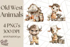 Wild West Animals PNG Clipart, Cowboy & Saloon Scenes Product Image 1