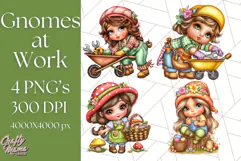 Gnomes at Work Clipart PNG, Cute Gnomes PNG Illustration Product Image 1