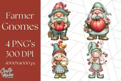 Farmer Gnome Clipart, Cute Farm Gnomes PNG Illustrations Product Image 1