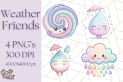 Kawaii Weather Clipart PNG, Cute Pastel Weather Icons Product Image 1