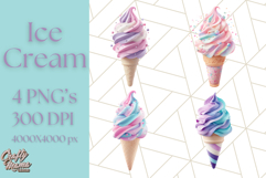 Ice Cream Clipart PNG, Summer Treats Clip Art, Swirl Cone Product Image 1