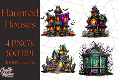 Haunted Houses Clipart PNG, Spooky Halloween Homes Product Image 1