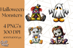 Halloween Monster Clipart PNG, Cute Spooky Characters Product Image 1