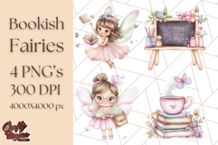 Bookish Fairy PNG Clipart, Whimsical Reading Elements Png Product Image 1