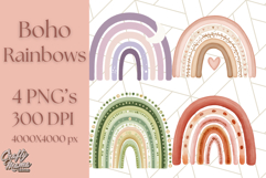 Boho Rainbow PNG Clipart, Earthy Arches &amp; Minimal Shapes Product Image 1