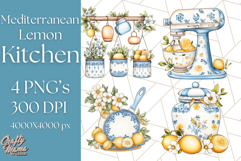 Mediterranean Cottagecore Kitchen PNG Clipart with Lemons Product Image 1