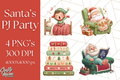 Santa’s Pajama Day Clipart, Cute Christmas Bedtime PNG Product Image 1