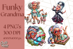 Wild Grandma Clipart PNGs, Funny Quirky Old Ladies Product Image 1