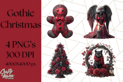 Gothic Christmas Clipart Dark Holiday PNG, Dark Christmas Product Image 1