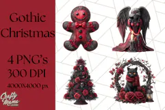 Gothic Christmas Clipart Dark Holiday PNG, Dark Christmas Product Image 1