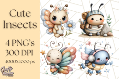 Cute Insects Clipart, Cartoon Bugs, Bug PNG Illustrations Product Image 1