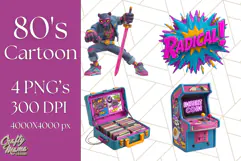 Forgotten 80s Cartoon Clipart PNG, Retro Animal Heroes Product Image 1