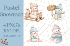 Pastel Snowman Clipart PNG, Cute Soft Winter Graphics Product Image 1