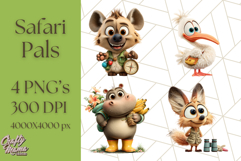 Cute Safari Animal Clipart with Jungle Accessories Png Product Image 1