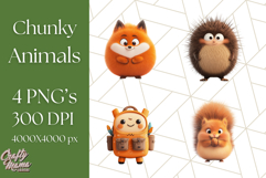 Chunky Kawaii Woodland Critters PNG Clipart, Cute Animals Product Image 1