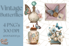 Vintage Butterfly PNG Clipart, Fairytale Cottagecore Images Product Image 1