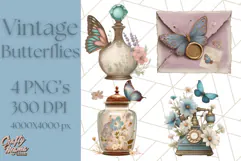 Vintage Butterfly PNG Clipart, Fairytale Cottagecore Images Product Image 1