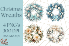 Christmas Wreath Clipart, Holiday Greenery PNG Illustrations Product Image 1