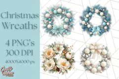 Christmas Wreath Clipart, Holiday Greenery PNG Illustrations Product Image 1