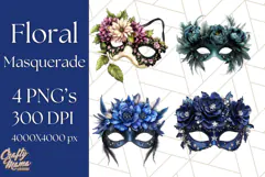 Vintage Garden Masquerade Floral Eye Mask PNG Clipart Product Image 1