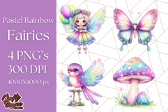 Pastel Fairy Clip Art PNG With Glitter, Rainbow Fairy Png Product Image 1