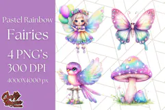 Pastel Fairy Clip Art PNG With Glitter, Rainbow Fairy Png Product Image 1