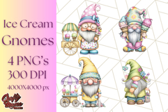 Ice Cream Gnome Clipart PNG Summer Dessert Art, Summer Gnome Product Image 1