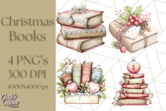 Christmas Book Clipart, Festive Reading PNG Illustrations Product Image 1
