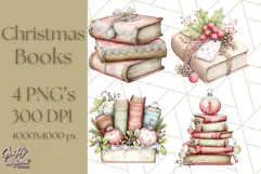 Christmas Book Clipart, Festive Reading PNG Illustrations Product Image 1