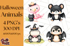 Halloween Animal Costumes PNG, Cute Spooky Animals Clipart Product Image 1