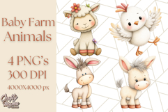 Baby Farm Animal Clipart, Cute Farm Animals Png Product Image 1