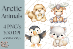 Cute Arctic Animal Clipart PNG, Cute Winter Animals Png Product Image 1