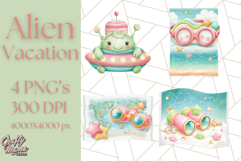 Alien Vacation Clipart PNG, Cute Summer Galaxy Art Clip Art Product Image 1