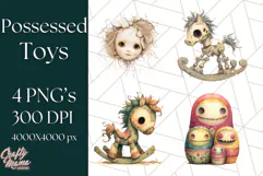 Possessed Toys Clipart PNG Haunted Doll Characters Product Image 1