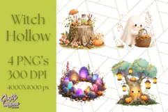 Halloween Witch House Clipart PNG with Potions and Brooms Product Image 1