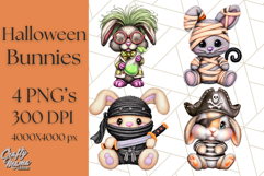 Halloween Bunny Clipart, Cute Bunnies in Costumes PNG Product Image 1