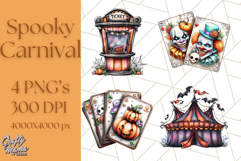 Spooky Carnival Characters Clipart PNG, Halloween Clipart Product Image 1