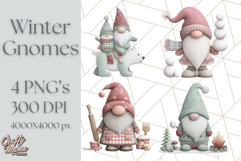 Cozy Winter Gnome Clipart PNG, Christmas Gnome Clip Art Product Image 1