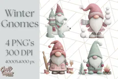 Cozy Winter Gnome Clipart PNG, Christmas Gnome Clip Art Product Image 1