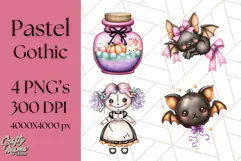 Pastel Goth Halloween PNG Clipart, Creepy Cute Art Product Image 1