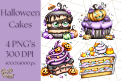 Whimsical Halloween Cake Clipart PNG, Spooky Desserts Product Image 1