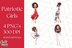 Patriotic Fashion Girl Clipart PNG for 4th of July Product Image 1