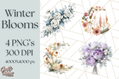 Whimsy Winter Florals Clipart PNG, Christmas Png Clipart Product Image 1