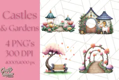 Princess Castle Clipart PNG, Enchanted Garden Artwork Product Image 1
