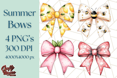 Watercolor Summer Bow Clipart PNG, Coquette Bright Bow Png Product Image 1