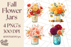 Fall Mason Jar Flowers PNG Clipart Product Image 1