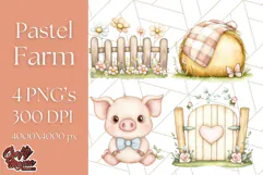 Pastel Farm Nursery PNG Clipart, Baby Animals And Elements Product Image 1