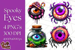 Spooky Halloween Eye PNG, Cute Eyeballs Halloween Clipart Product Image 1