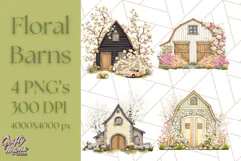 Vintage Cottagecore Barn PNG Clipart, Farmhouse Style Product Image 1