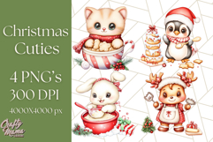 Christmas Baking Critters PNG Clipart, Cute Animals Holiday Product Image 1